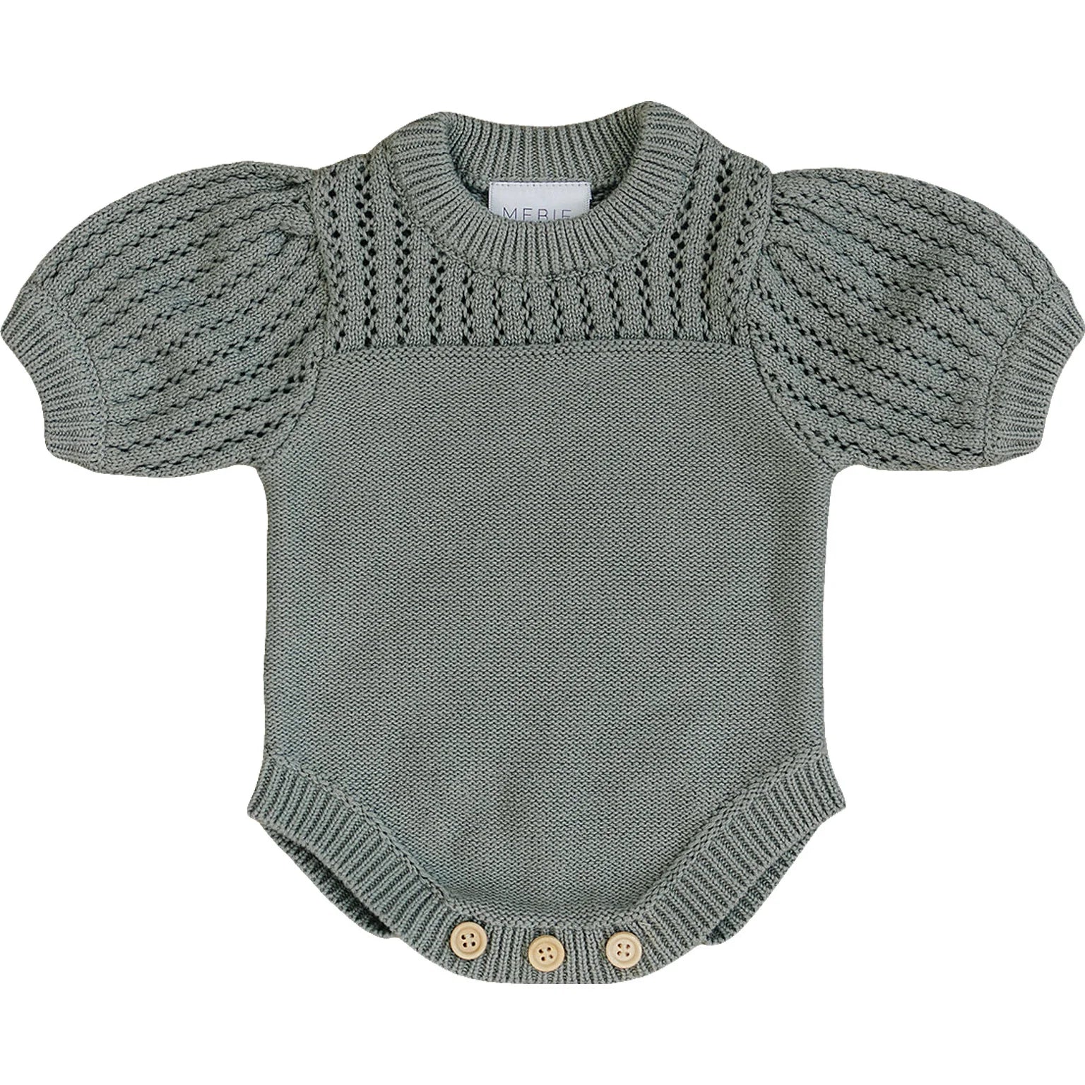 Mebie Baby Sage Knit Shirt Romper 0-3 mos