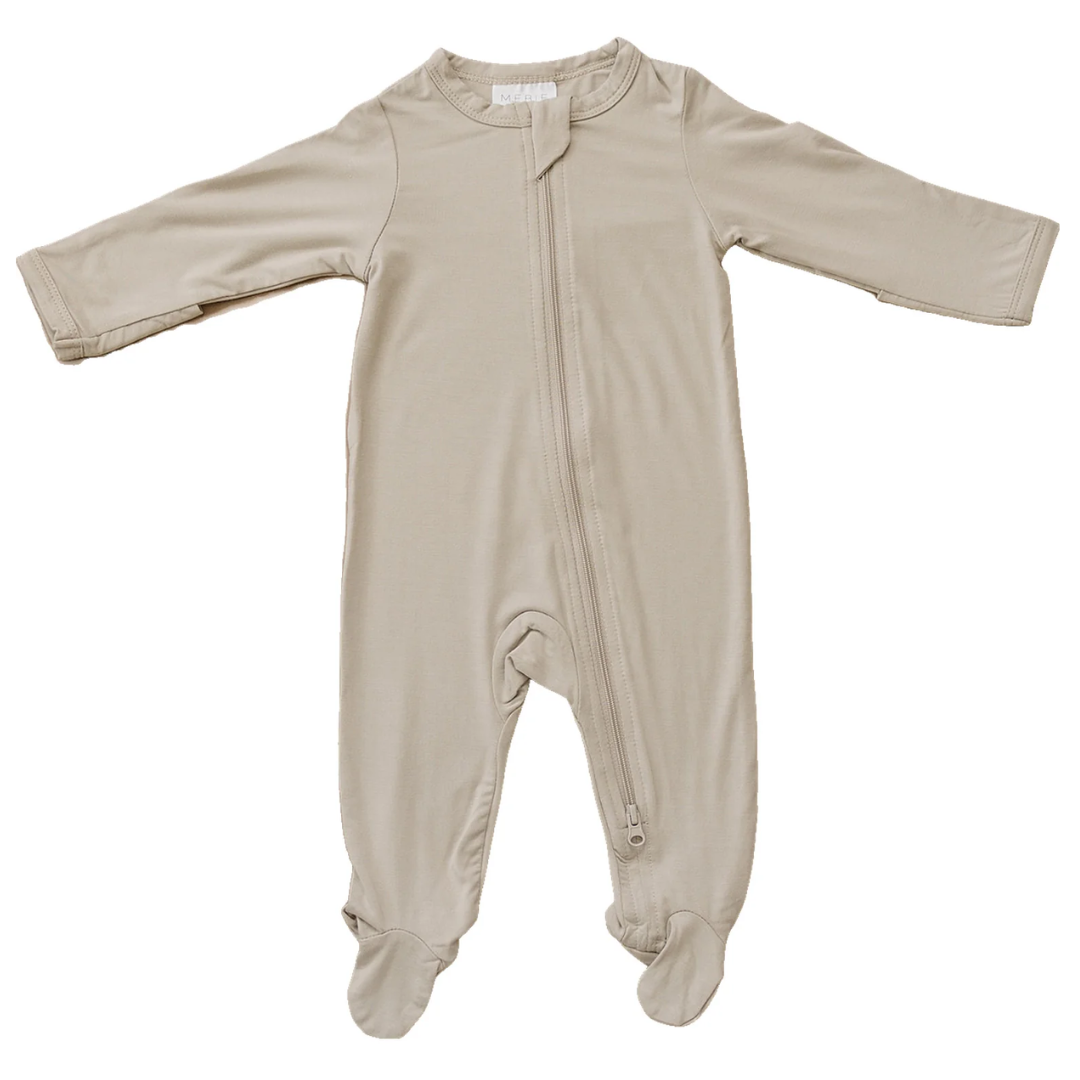 Mebie Baby Oatmeal Bamboo Zipper Sleeper NB