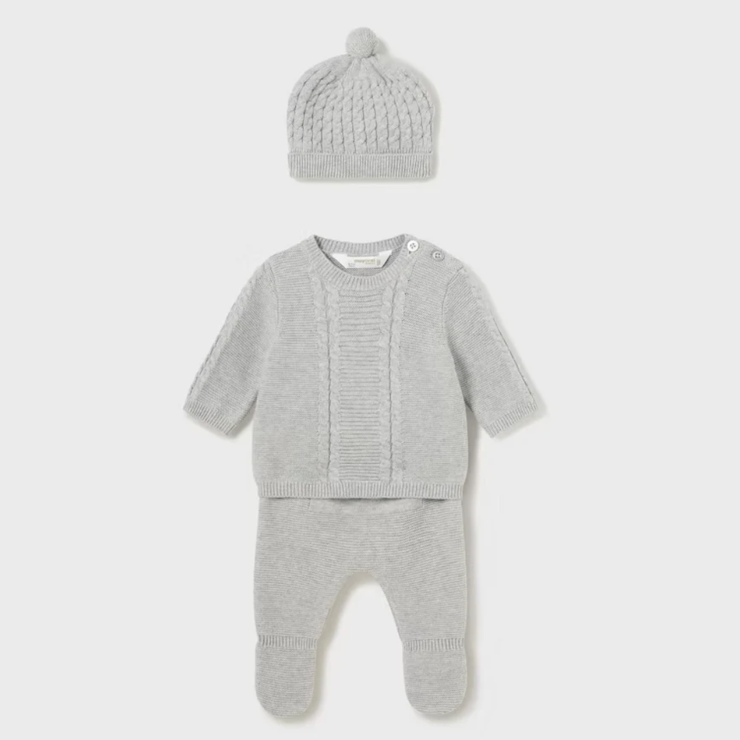 Mayoral Baby 3-Piece Knit Set Gray