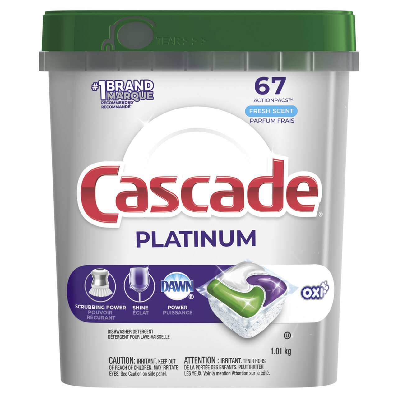 Cascade Platinum Dishwasher Detergent Pods, 67 Count