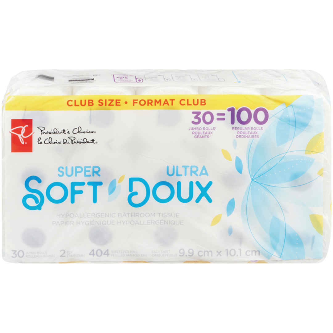 PRESIDENT'S CHOICE Super Soft Hypoallergenic Bathroom Tissue 30 ea