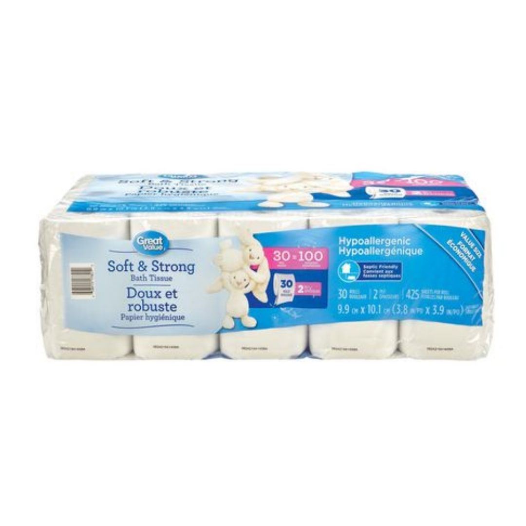 Great Value 30 Rolls Ultra Soft 2-Ply Bath Tissue