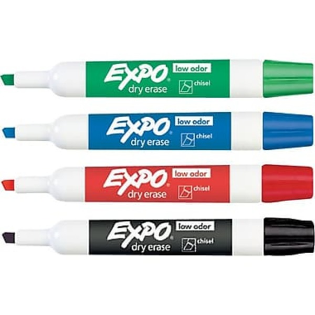 EXPO Low Odor Chisel Tip Dry Erase Markers 4pk