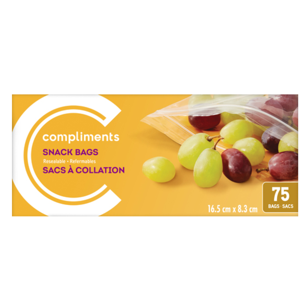 Compliments Resealable Snack Bags 75 EA