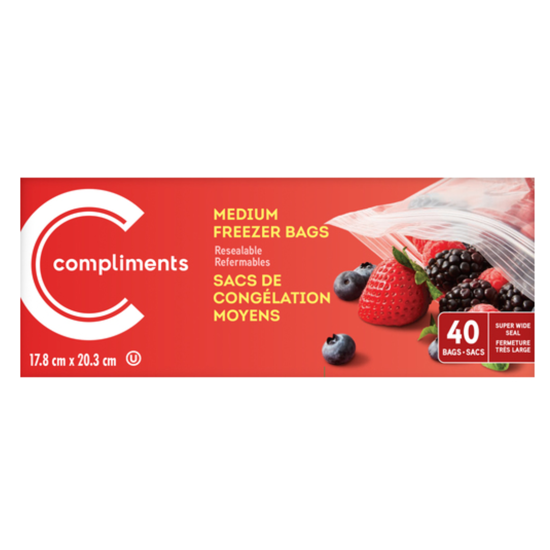 Compliments Medium Freezer Bags 40 EA