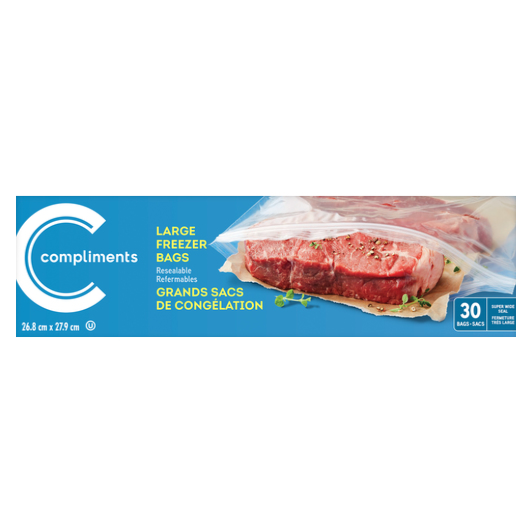 Compliments Large Freezer Bags 30 EA