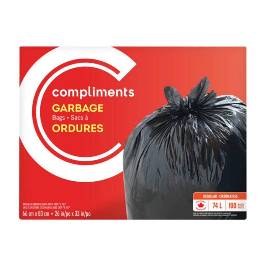 Compliments Regular 74 L Garbage Bags 100 EA